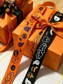25 Yard Nastro di Poliestere per Ognissanti Felice, Nastro Decorativo in Raso per Confezioni Regalo, Artigianato, Nastro Decorativo in Raso e Garza per Scatole Regalo, Sacchetti di Imballaggio, Fiocchi, Confezioni Regalo, Decorazioni Fai-da-Te, Confezioni Regalo di Ognissanti, Decorazioni di Ognissanti - Multicolore - Visualizzare 5