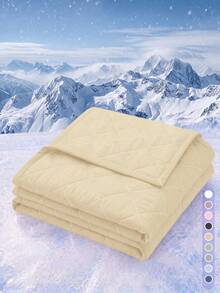 1pc Cooling Quilt, Bedspread, Bedding, Air Conditioning Blanket, Yellow Diamond Pattern, Room Decor, Breathable & Lightweight, Ultra Soft & Comfortable, Suitable For Single/Double/Queen/King Size Bed, Suitable For Home And Dorm, Pillow And Pillowcase Not Included, Machine Washable - Yellow - View 5