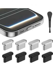 4 Aluminum Alloy + 4 Silicone 17 Pro/Pro Max USB-C Dust Plugs, 16 15 Series, Galaxy S25 And All USB-C Port Protectors (Cosmic Orange) - Multicolor - View 7
