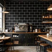 1 Roll Black & White Brick Pattern Self-Adhesive Vinyl Wallpaper - Removable, Waterproof, Moisture-Proof, Cuttable, Easy To Install, Multiple Sizes, Suitable For Living Room, Kitchen, Bedroom, Bathroom, Cabinets, Tables, Walls, Furniture Renovation, Brick And Wood Minimalist Fashion Style - Black Brick - View 11