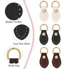 3+6Pcs PU Leather Drawstring Replacement With Purse Strap Mount Hook For Handbag Bucket Bag Detachable PU Pull String Strap Sew On Leather Buckle Bag Side D-Ring Clips For DIY Bag Making - 9Pcs/Set - View 6