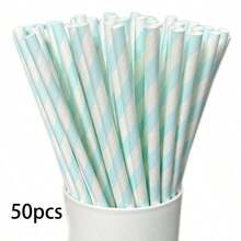 25/100pcs Light Blue/Pink Striped Straws, Beverage Straws, 6mm Diameter, Cute Cartoon Striped Paper Straws, 197mm Length - Perfect For Birthday Parties, Weddings And Anniversaries, Mother's Day - View 28