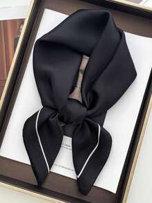 1 pieza Pañuelo de cuello de unicolor, pañuelo pequeño para mujer, pañuelo cuadrado de 70x70cm para la cabeza - S55496-Negro - Ver 3