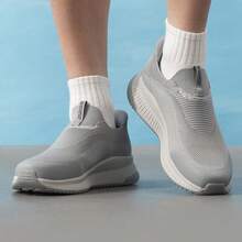 Skechers Breathable Flyknit Mesh Lightweight Foam Sole Men's Slip-On Walking Shoes - Grey - View 7