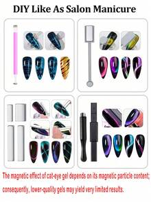 Beautizon Nailartlab 8件組多功能強力貓眼磁鐵組，貓眼美甲凝膠設計美甲工具，美甲用品，美甲工具，美甲藝術工具，返校季，美甲藝術，美甲工具，美甲貼片工具，美甲足部護理工具 - 彩色 - 查看 6