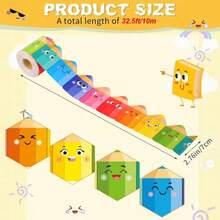 1 Roll 10.0m Vibrant Colorful Pencil Style Bulletin Board Border, Lively Expression Design Self-Adhesive Paper, Suitable For Classroom, Office And Home Multi-Functional Self-Adhesive Decoration, Fun Decorative Supplies - Multicolor - View 4