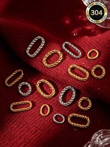 20pcs Stainless Steel Twisted Oval Open Jump Rings, Blank Pendant DIY Earring Connectors, Jewelry Making Supplies - Split Ring - View 6