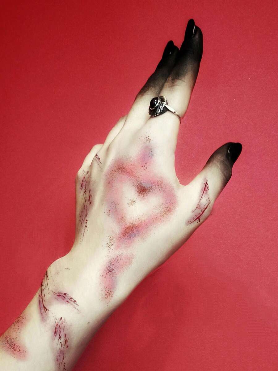 STARTTOOS 2PCS Halloween Heart Wound Pattern Halloween Makeup Costume Party Gift Arm Shoulder Neck Collarbone Back Tattoo Stickers - Multicolor - View 1