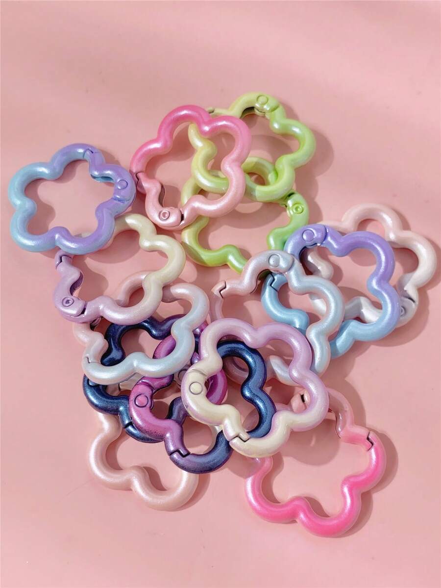 5/10pcs Random Color DIY Handmade Keychain, Small Flower Shape Design, Gradient Paint, Suitable For Handmade Bags, Doll Keychains - Gradient Color Small Flower Buckle - View 1
