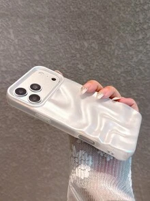 极简奢华白色不对称波浪纹时尚手机壳，高级仿珍珠3D波浪纹软壳，兼容 17 Pro Max/17 Pro/17 Air/17/16 Pro Max/16/16 Pro/16 Plus/15/15 Pro Max/15 Pro/11/12/13/14 Pro Max/11 Pro/11 Pro Max/12 Pro/12 Pro Max/13 Pro/13 Pro Max/14 Pro/14 Pro Max/16 Pro Max/16/16 Pro/16 Plus/12 Mini/13 Mini/16E，春季礼物，周年纪念，婚礼派对庆典 - 高級珍珠白 - 查看 3