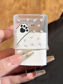 Cute Cat Paw Pattern Charger Protector Sleeve Compatible With 20W Charging Cable Protector 17 Data Cable Protector Shell Soft, Charger And Data Cable Not Included - Multicolor - View 3