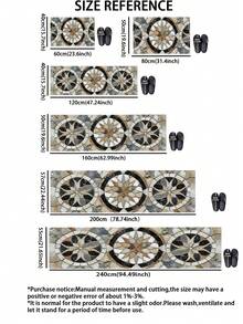 1pc Vintage Floral Marble Pattern Diatomaceous Earth Kitchen Anti-Slip Mat 3.5mm, Cuttable, Absorbent & Anti-Fatigue, Kitchen Rug Bathroom Mat Hallway Entryway Outdoor Garden Indoor Small Carpet Toilet Mat - Multicolor - View 3