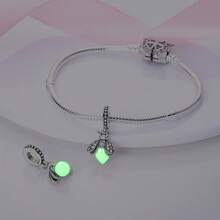 1pc S925 Sterling Silver Glow-In-The-Dark Firefly Pendant Bead, Dual-Color Hollow Enamel Wings With Rhinestone Inlay Design, Unique Luminous Texture In Dark, Comes With Gift Box, Fresh Mori Style, Suitable For Bracelets And Necklaces, Handmade DIY Beaded Accessory, Niche Creative Gift Item - Multicolor - View 3