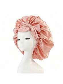 1pc Satin Bow Sleep Cap, Adjustable Long Ribbon Anti-Frizz Hair Scarf, Oversized Ruffle Silky Hair Bonnet, Multi-Color Options, Suitable For Sleep, Skincare, Curly Hair Care, Women's Daily Hair Care, All Seasons - Multicolor - View 9