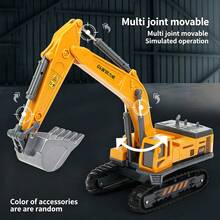 Alloy Children's Excavator Bulldozer Toy Car Crane Beach Toy Simulation Model, Engineering Vehicle Educational Early Learning Gift For Boys And Girls - Multicolor - View 3