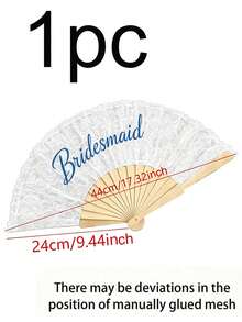 1pc White Lace Folding Fan Suitable For Bride, Foldable Wooden Lace Fan, Wedding Accessory, Bridal Hand Fan, Bridesmaid Gift, Souvenir, Photography Prop, Suitable For Various Holidays And Parties - A - View 10
