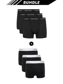Calvin Klein [حزمة] 3 عبوات من سراويل داخلية رجالية مطاطية دقيقة + 3 عبوات من سراويل داخلية رجالية من كالفن كلاين - أسود + أسود - مشاهدة 1