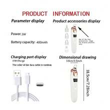 Rechargeable Blackhead Remover, 400mAh Lithium Battery, Multi-Functional Facial Care Tool For Skin Cleansing - White - View 8