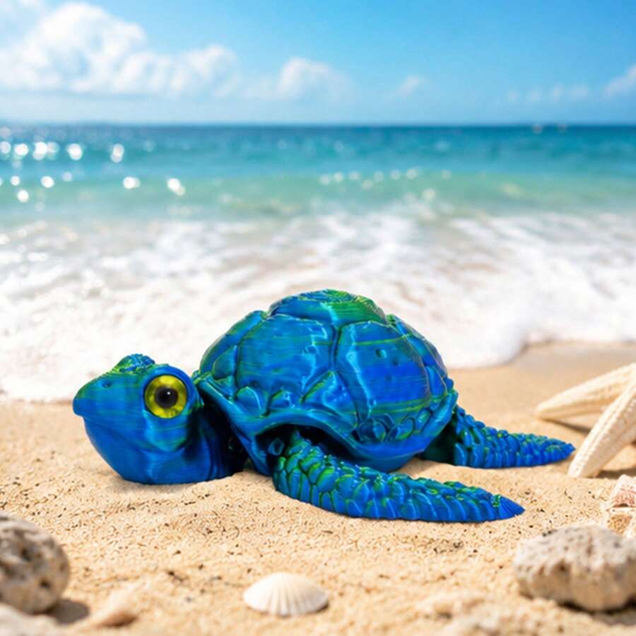 3D Printed Movable Turtle Stress Relief Toy, Segmented Joint Realistic Ocean Turtle Model With Limbs And Head, Beach Fish Tank Decor Desktop Ornament, Children's Ocean Science Educational Toy, Lucky Niche Birthday Holiday Creative Gift, Exclusive Gift For Ocean Lovers
