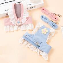 2PCS Cute Rabbit Harness Set With Leash, Soft Breathable Adjustable Bunny Vest For Small Pets Walking Outdoor, Cute Pet Outfit Set - XL - View 4