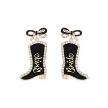 1 Pair Fashion Metal Enamel Bowknot Rhinestone Letter Boots Earrings Personalized Western Cowboy Boots Valentine's Day Wedding Season Ear Jewelry - Bowknot Diamond Letter Boot Earrings - View 3