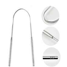 Kit Com 2 Peças Raspador Limpador De Língua Em Aço Inox Resistente Higiene Limpeza Bucal Hálito Fresco - Prata - Visão 8