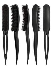 3-Row Nylon Rat Tail Comb, Suitable For Fine Hair, Back Combing, Root Lift, Scalp Massage, Women's Salon And Home Use Hair Brush Set With Smooth Back, Bristle Edge Control Teasing Comb - Multicolor - View 9