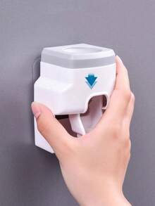 Wall-Mounted Automatic Toothpaste Dispenser With 2 Toothbrush Slots, No Drilling Required, Slouchy Toothpaste Squeezer, Space-Saving Bathroom Accessory Storage Rack, Suitable For Couples, Family Shower And Vanity - Multicolor - View 5