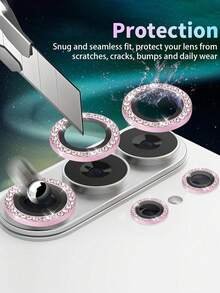 1個 - Galaxy S26 Ultra 相機鏡頭保護蓋，鋼化玻璃鋁合金環鏡頭蓋附安裝托盤，相容於 Galaxy S25 Ultra 鑽石粉 - 淺粉色 - 查看 4