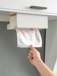 1/2pcs Under Cabinet Paper Towel Holder, Space-Saving Inverted Metal Rack. Moisture-Proof One-Hand Tear Design, Damage-Free Self-Adhesive Installation For Renters. Minimalist Storage, Suitable For Kitchen, Bathroom And Office, Sturdy And Rust-Proof, Frees Up Countertop Space. - Multicolor - View 6