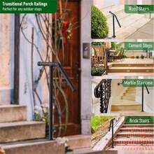 Industrial Pipe Handrail For Outdoor Steps, Single Post Stair Railing, Sturdy Metal With Anti-Slip Caps, Rustproof, Quick Install For Porch Patio - Black - View 4