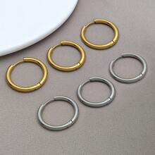 3pcs 8-18mm Stainless Steel Ear Hoop Gold Color Earring For Women Men DIY Jewelry Making Earring Punk Hiphop Piercing Accessory - Multicolor - View 13