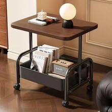 Rolling Cart With Wooden Tabletop, 2/3 Tier Metal Utility Cart, Rolling Storage Organizer Cart With Lockable Wheels For Kitchen Storage, Office, Bedroom - Brown - View 3