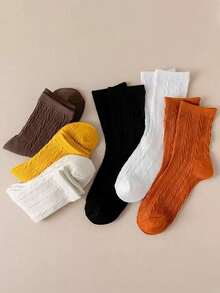 1/3/6 Pasang Kaos Kaki Wanita Lembut, Bernapas/Tenang/Pola Berlian/Musim Gugur/Rajutan/Musim Semi Musim Panas Musim Gugur/Kaos Kaki Setengah Betis Cocok Untuk Penggunaan Sehari-hari - MultiWarna - View 7
