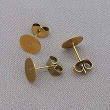 5pcs/Lot Gold Stainless Steel Earring Studs Blank Post Base Pins With Earring Plug Findings Ear Back For DIY Jewelry Making Accessory - Gold - View 7