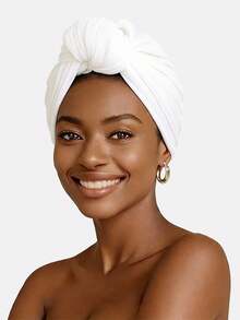 1件女款打結式頭巾帽，百褶風格頭巾帽，適合春季、秋季與冬季 - 多色 - 查看 4