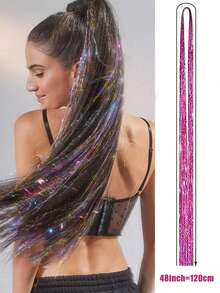 12 Colors Shiny Hair Braiding Tool Set, Heat Resistant Glitter Fairy Hair Accessories, Suitable For Women Girls Makeup Ball Cosplay - Multicolor - View 4