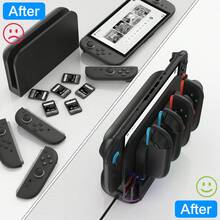Base de carga para Switch OLED/Joy-Con, luz RGB, 6 ranuras para juegos, carga rápida de 2H, USB 3.0, soporte de enfriamiento compatible con Switch - Negro - Ver 3
