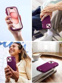 Strong & Durable 3-In-1 Protective Case Compatible With IPhone, Galaxy, HONOR And Other Phones - Wine Pink - View 9