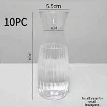 1/2/5/8/10 Peças Vasos Transparentes Listrados de Plástico, Artesanato de Arranjo Floral, Adequado para Várias Decorações de Buquê, Decoração de Feriados e Casa, Ideal para Decoração de Mesa, Casamento, Casa, Jantar de Natal - transparente - Visão 10