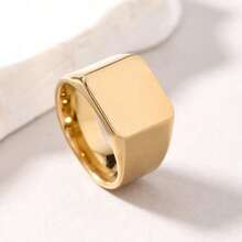 1pc Fashion Metal Rectangular Polished Men's Ring - Gold - View 5