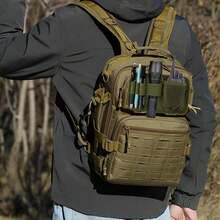 1 Pc Multi-Compartment Modular Mountable Army Green Nylon Mesh Hook And Loop Storage Outdoor Portable Tactical Tool Patch Panel - Multicolor - View 2