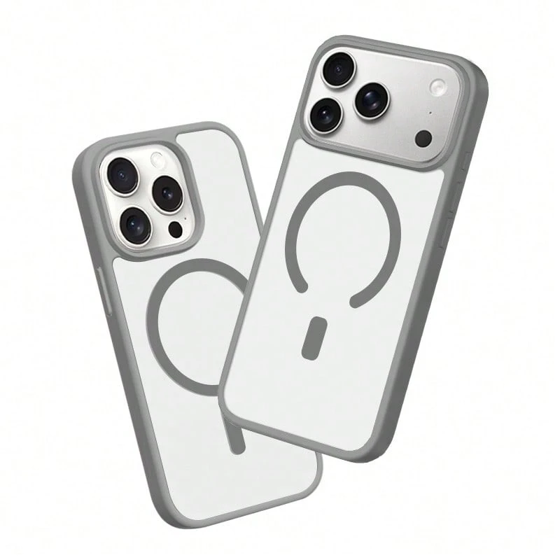 Miniso Magsafe磁吸充電適用於iphone17/17pro/17promax/17air/16promax/15pro/15promax/14/13/15pro/12pro/16plus簡約透明保護套相容apple - 灰色 - 查看 1