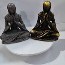 1pc Cross-Border Alien Meditation Flat Print Acrylic Statue Ornament, Desktop Decor Creative Gift - D - View 2