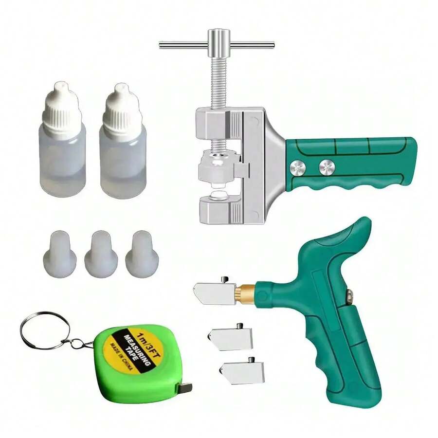 Cortador De Vidrio Azulejo Baldosa Cerámica Espejo Mano Kit - verde - Ver 1