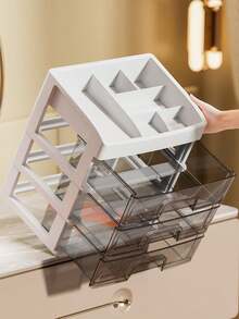 New Makeup Organizer Box, Convenient Makeup Drawer Set, Sturdy Cosmetic Storage Rack, Suitable For Vanity, Bathroom Sink And Student Dorm Desk, Organize Beauty Products,Bedroom Room Decor,Back To School - Multicolor - View 7