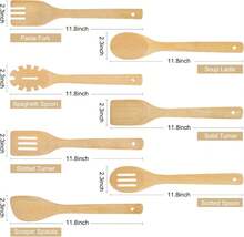 [7-PCS] Wooden Spoons For Cooking Is For All Kitchen Made From Bamboo Wood, Wooden Spatula &Amp; Wooden Spoon 118 In And Non-Stick Surface, Suitable For Home &Amp; Chef Use Or Gift For Someone Special - ColorA - View 2
