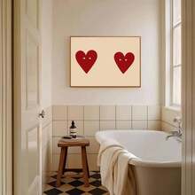 1pc Canvas Poster, Two Red Hearts With Googly Eyes, Funny And Quirky, Expressing Love And Humor, Wall Art Canvas Painting - A - View 6