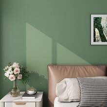 1 Roll, Green Self-Adhesive Wallpaper, Solid Color Modern Wallpaper, PVC Waterproof Peel And Stick Matte Textured Decorative Paper, PET Material, Easy To Use, Removable, Vinyl Wallpaper Roll, Suitable For Kitchen, Bedroom, Living Room, Cabinets, Furniture Renovation And Home Decor - Matte Green - View 13