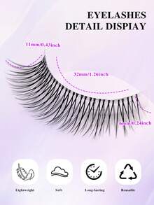 ENCHUW 5 Pairs Natural Look Eyelashes Fluffy Soft Cross Manga Lashes Wispy Natural Eyelash Extension Strip Lashes,Lashes,Eyelashes,Fake Lashes - 黑色 - 查看 4